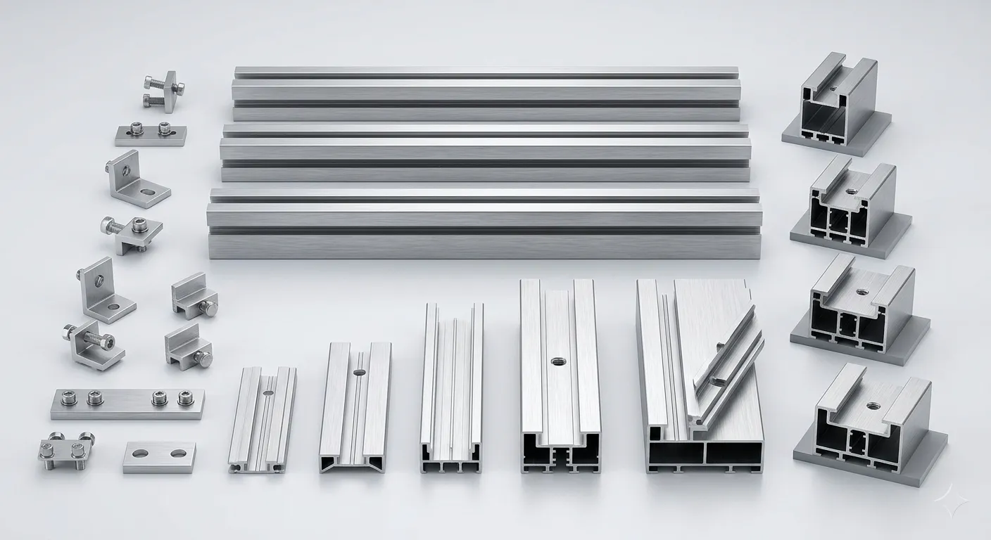 Solar panel mounting rails and aluminum PV rail profiles for roof, ground and carport systems