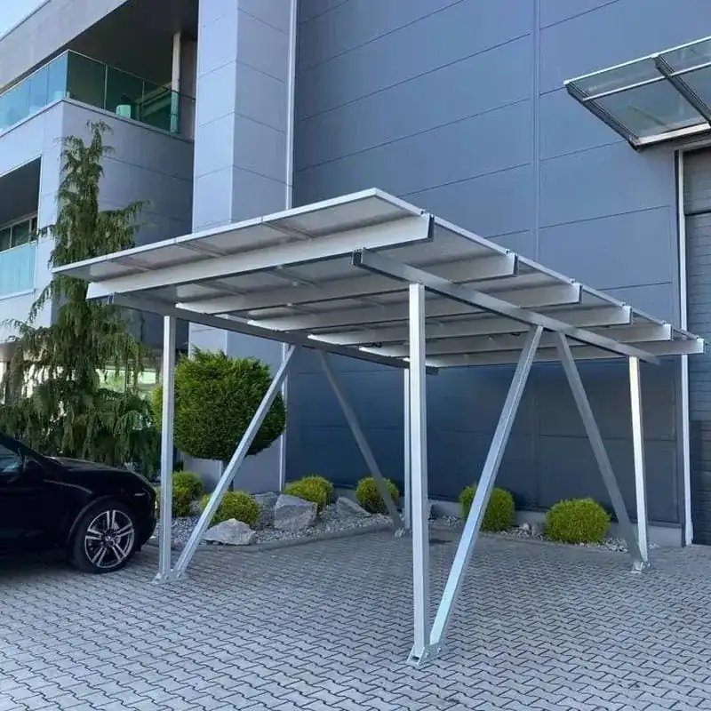 One-car residential solar carport mounting system for a home driveway