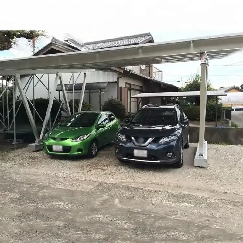 Two-car residential solar carport mounting system for home parking
