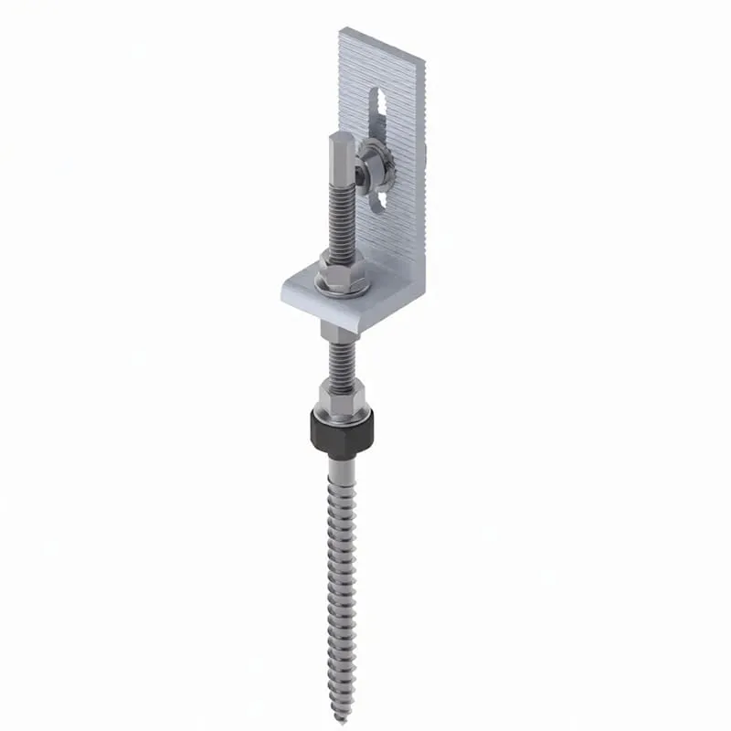 Adjustable solar mounting L foot with elongated slots for rail height alignment