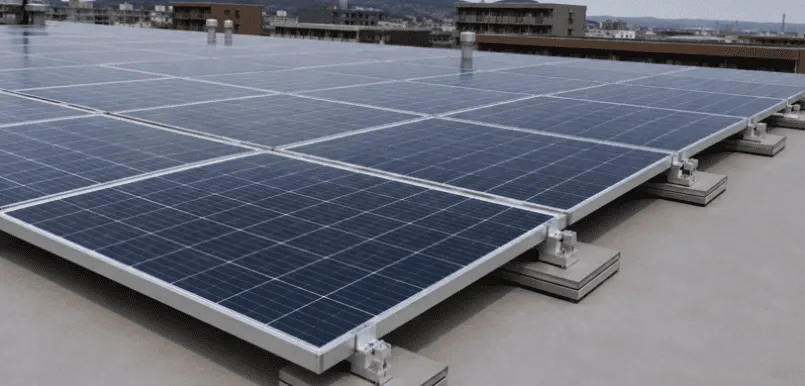 Ballasted flat roof solar mounting system with ballast trays and roof protection pads