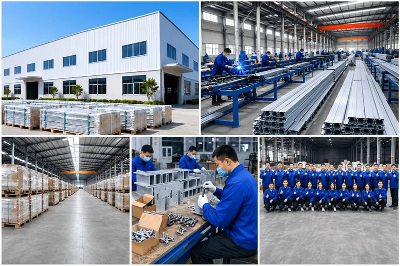 Easy Solar factory exterior, production facility, warehouse and PV mounting system manufacturing team