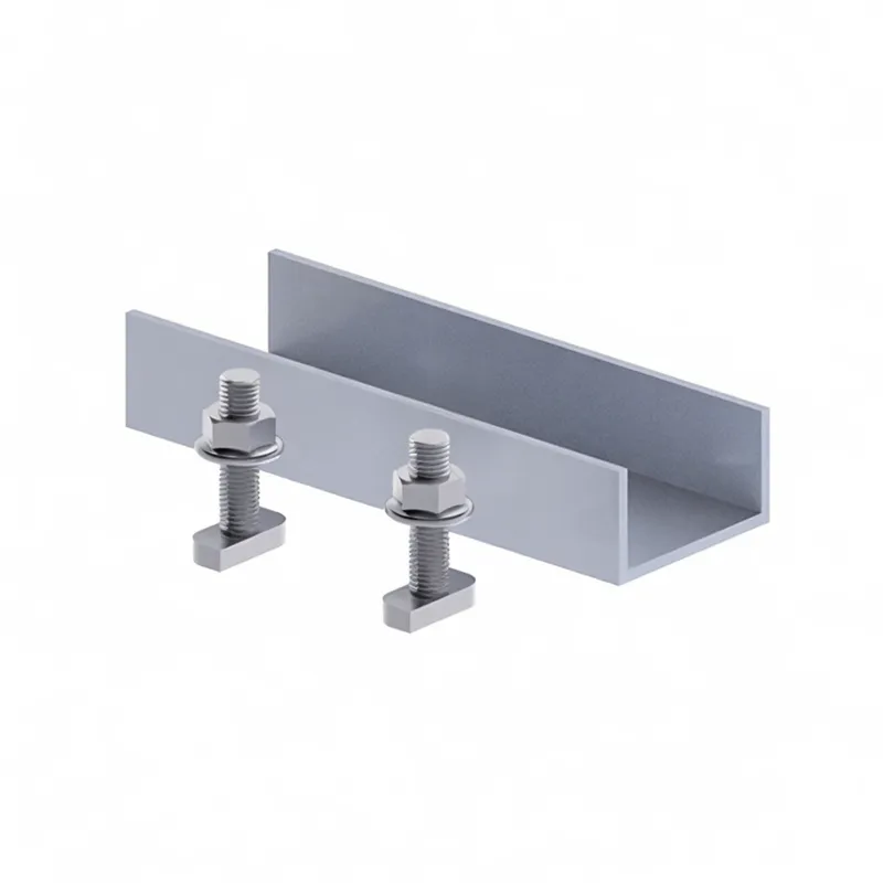 external solar rail splice plate bolted across two aluminum mounting rails