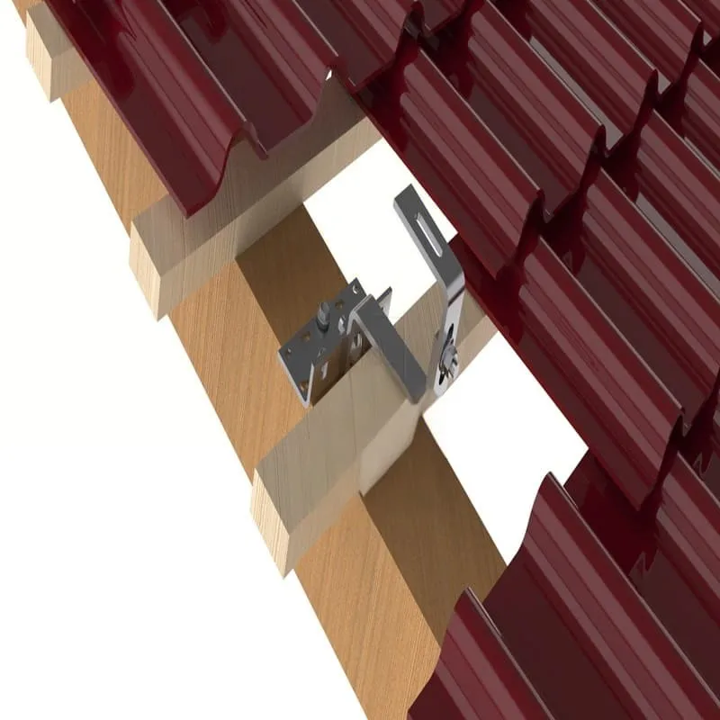 Fixed stainless steel solar roof hook with a base plate for tile roof mounting