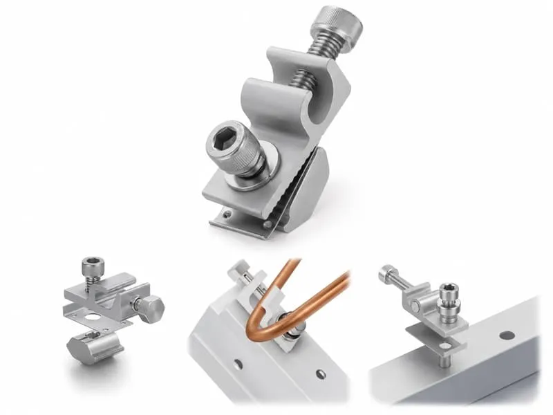 Aluminum, stainless-steel and plated solar grounding lugs, clips, bolts and conductor hardware