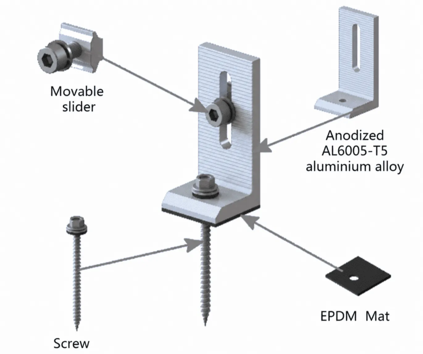 Corrugated metal roof solar hanger bolt with L foot and EPDM sealing washer