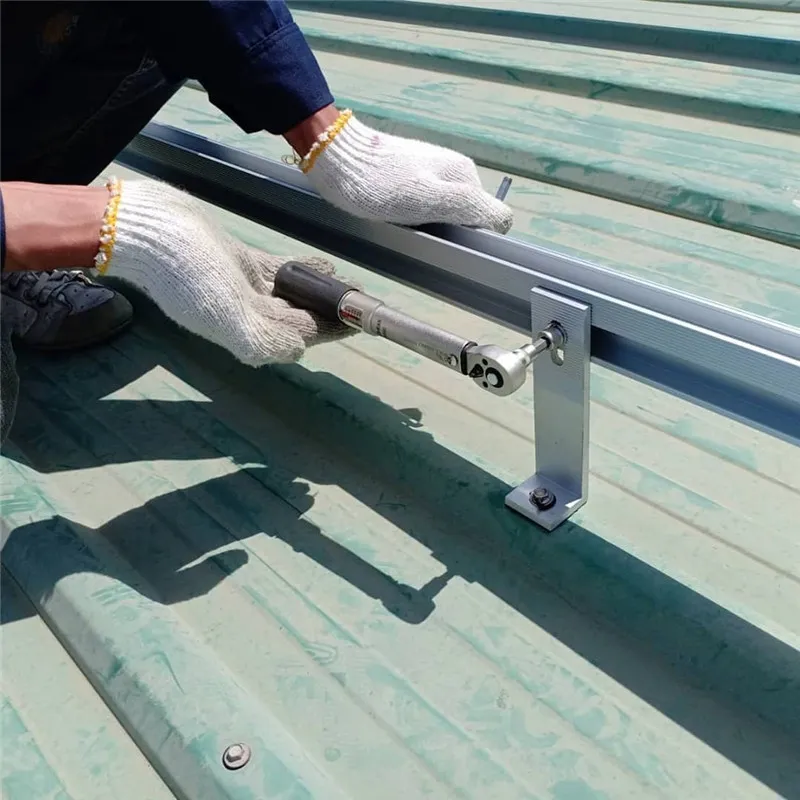 Metal roof solar mounting system with standing seam clamps, L feet, hanger bolts and aluminum rails