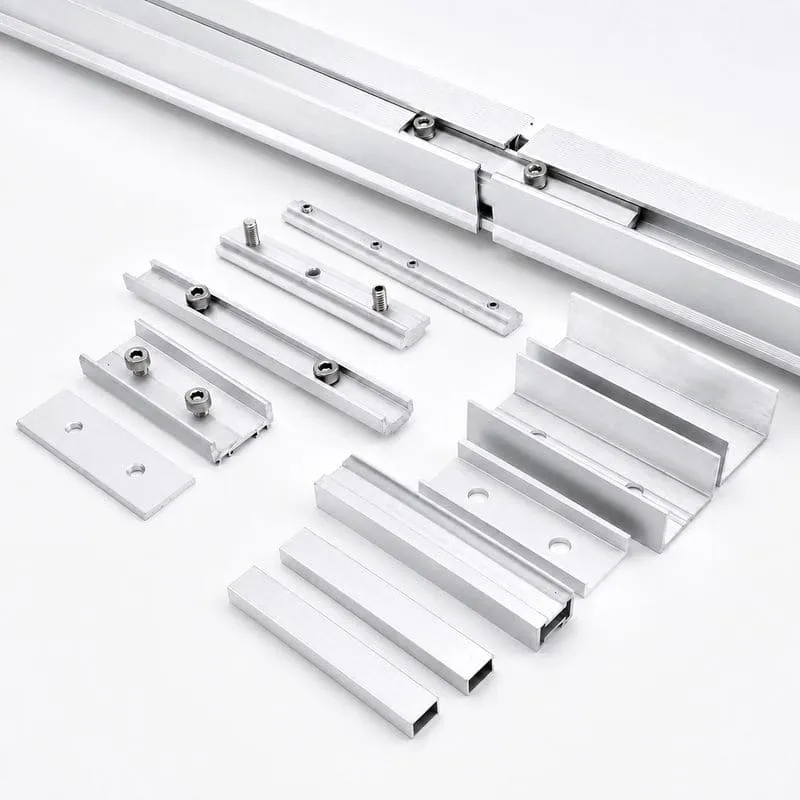 solar rail splice kits joining two aluminum PV mounting rail sections