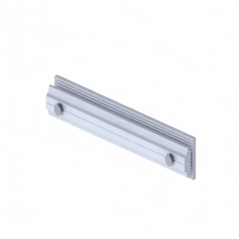 internal solar rail splice connector sliding inside two aluminum PV rail sections