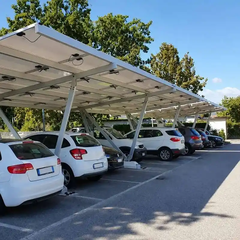 Commercial solar carport mounting system for an office park parking lot
