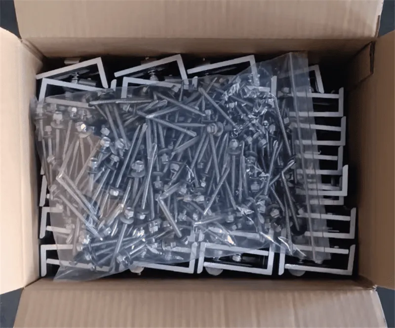 Export packaging for corrugated metal roof solar mounting systems and components
