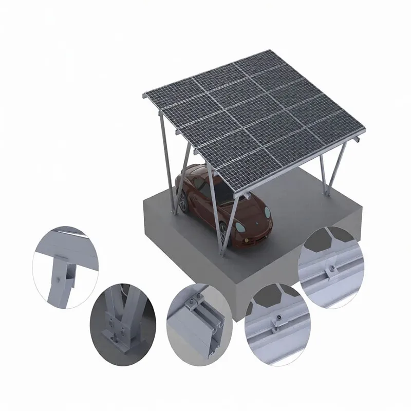 Solar carport posts, beams, rails, clamps, base plates, waterproof rails, and fasteners