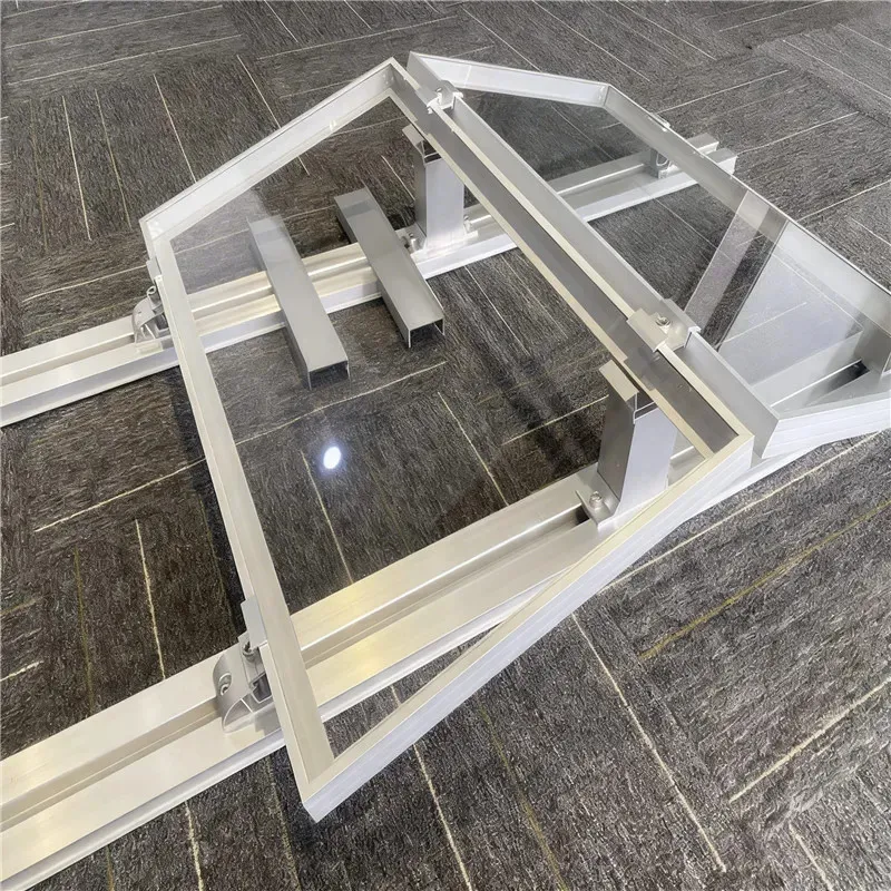 Flat roof solar racking components including rails, clamps, wind deflectors, ballast trays and fasteners