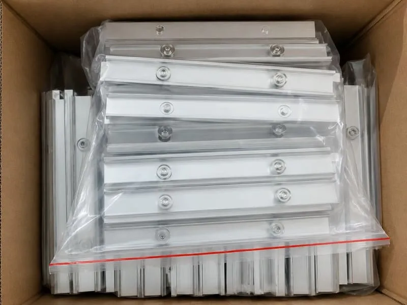 solar rail splice kits bolts nuts counted bags cartons and bundled rail packaging