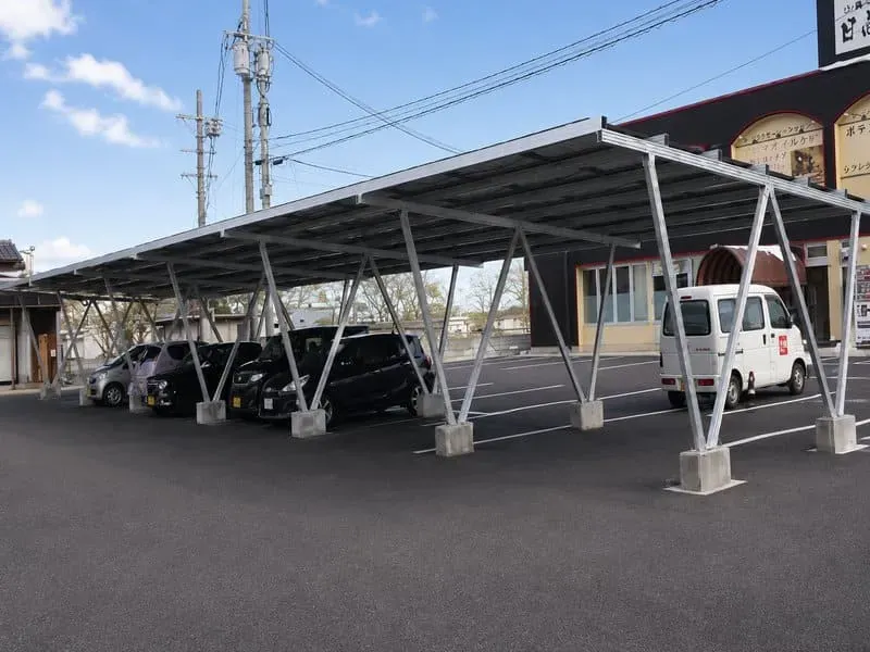Commercial solar carport system for a shopping center parking lot