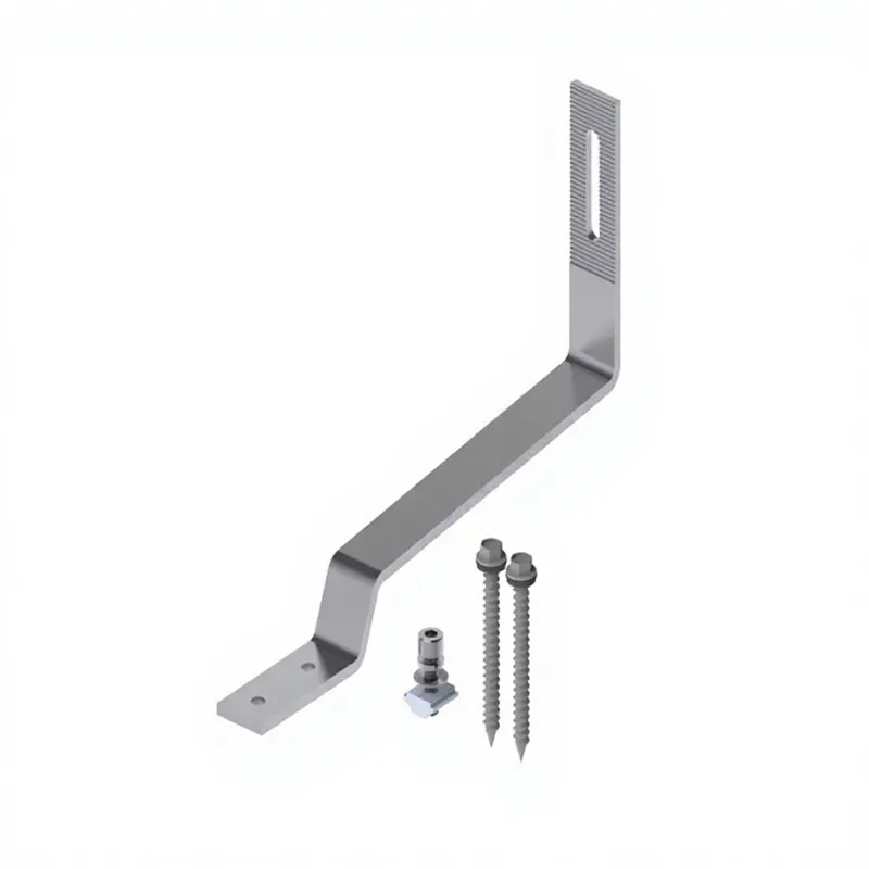 Side-mounted tile roof solar hook connected to an aluminum PV mounting rail