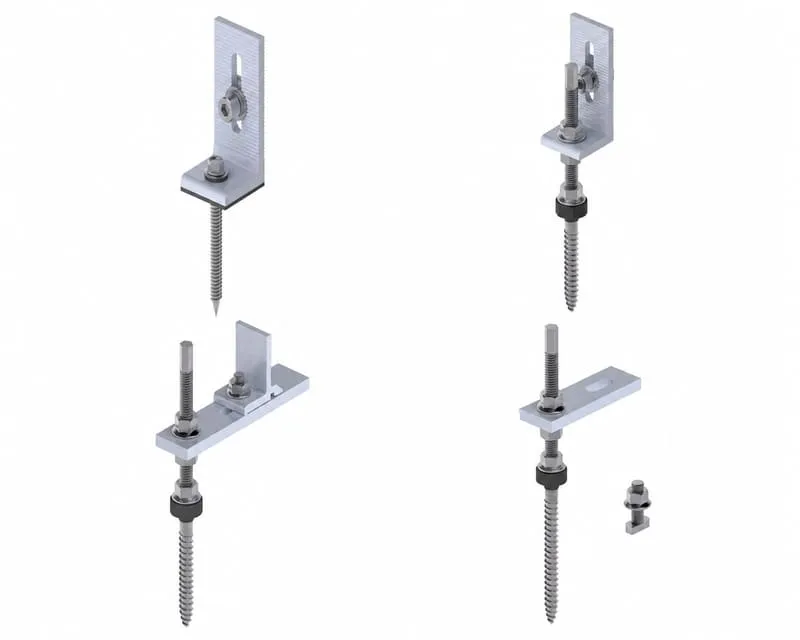 Solar L feet and hanger bolts for corrugated and metal roof photovoltaic mounting systems