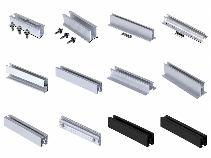 Aluminum solar panel mounting rails for rooftop, ground-mount and solar carport PV racking systems