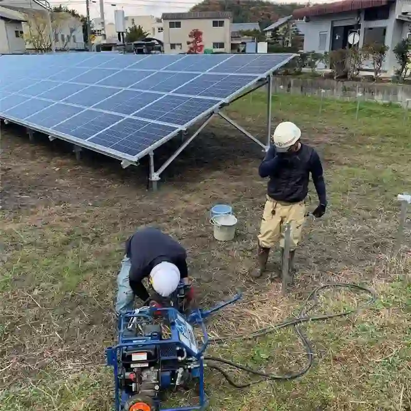 Fixed-tilt ground-mounted PV racking installed on open land