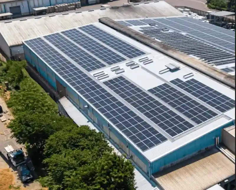 Rooftop PV mounting system with rails, module clamps and roof attachments
