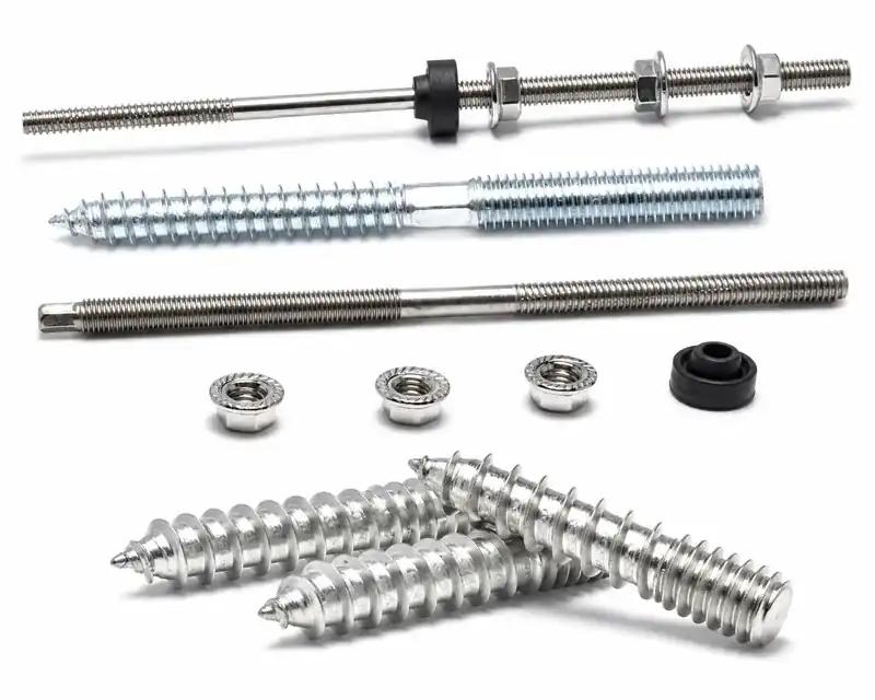 Assorted bolts, screws, nuts and washers for PV mounting assemblies