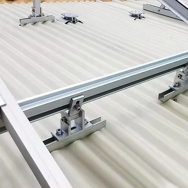 PV roof mounting rails, clamps, hooks and fasteners prepared for system selection